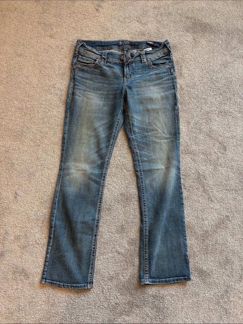 Silver Jeans Women's Mid-Rise Faded Blue Bootcut Jeans